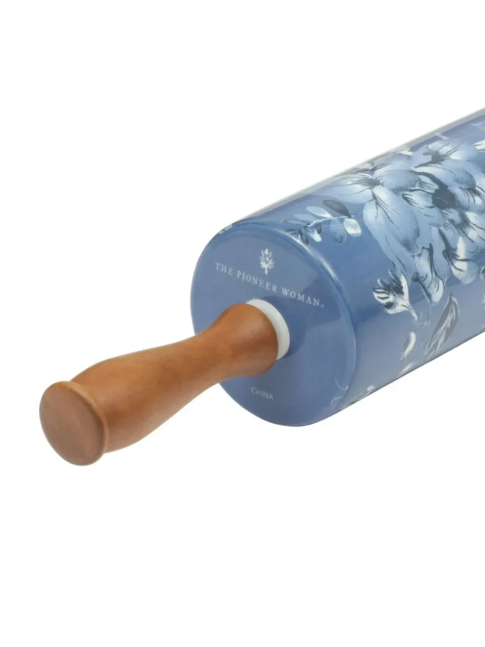The Pioneer Woman Blue Wood Handles Floral Design Delilah Ceramic Rolling Pin